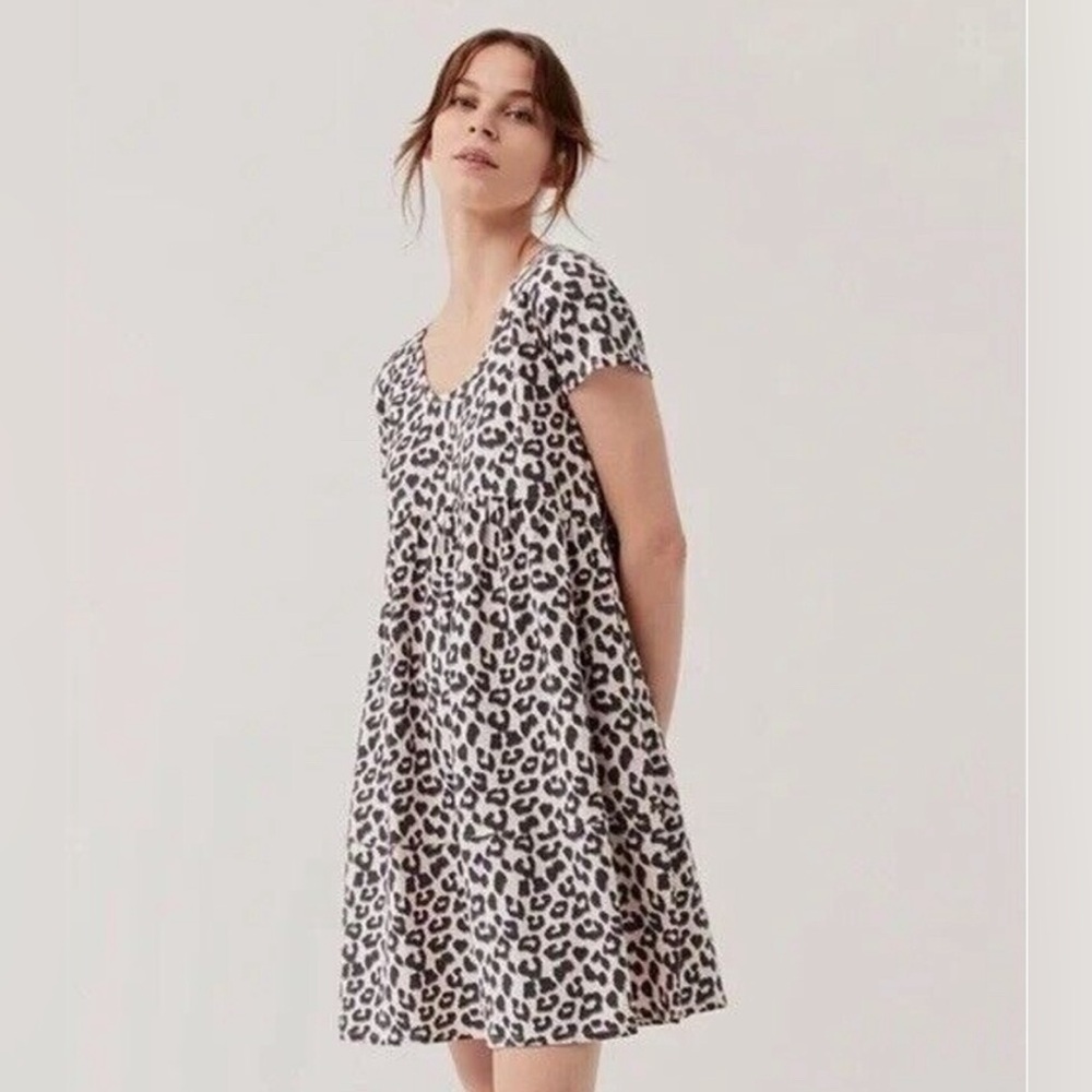 Pact Organic Cotton Revive Light Pink Leopard Print Babydoll Dress Size XXL